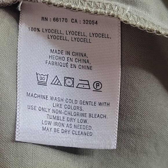 ANTHROPOLOGIE Olive Green Wrap Blouse Size 2 - Picture 6 of 7